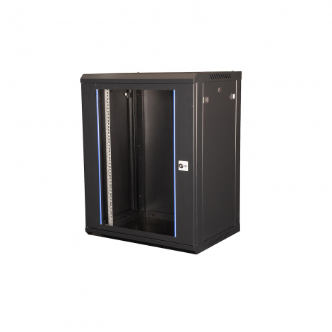Шкаф 19" телекоммуникационный настенный, 15U  769х600х450 мм, дверь стекло, черный